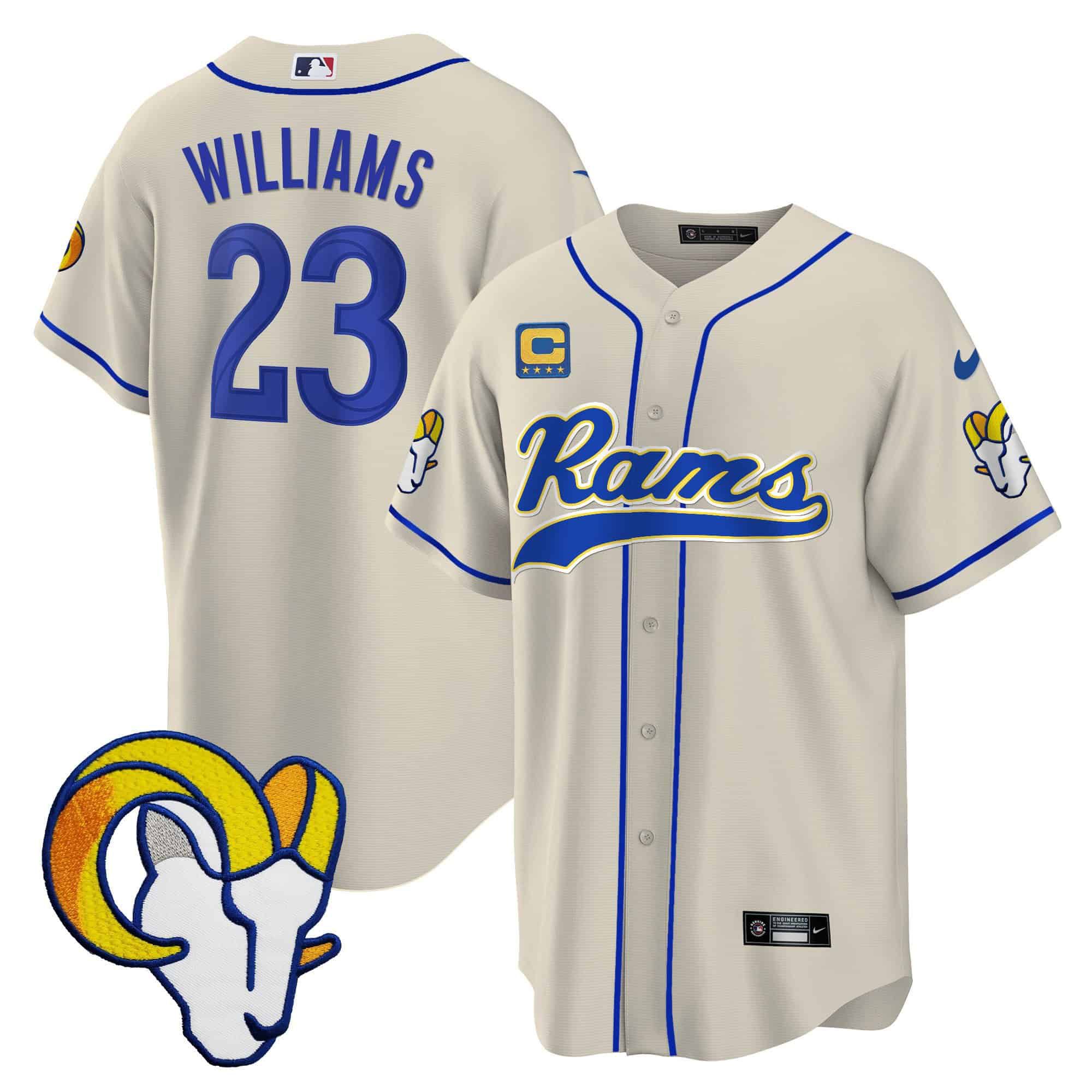 Men Los Angeles Rams 23 Williams Grey 2024 Nike Baseball NFL Jersey
